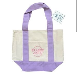 Trader Joe’s pastel lavender and pink Cream Tote Bag